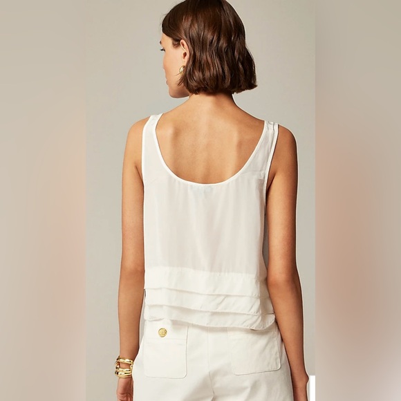 J. Crew NWT Drapey tiered top in crepe de chine in ivory - Picture 3 of 7